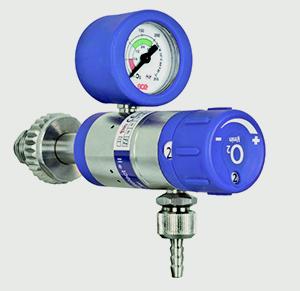 medical oxygen regulator 0–25 l/min – pin index inlet, 9/16″ hose nipple outlet, 300 bar